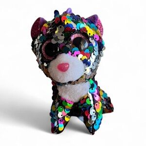 TY Beanie Boo Flippable Sequin Dotty Rainbow Leopard Plush Bag Charm